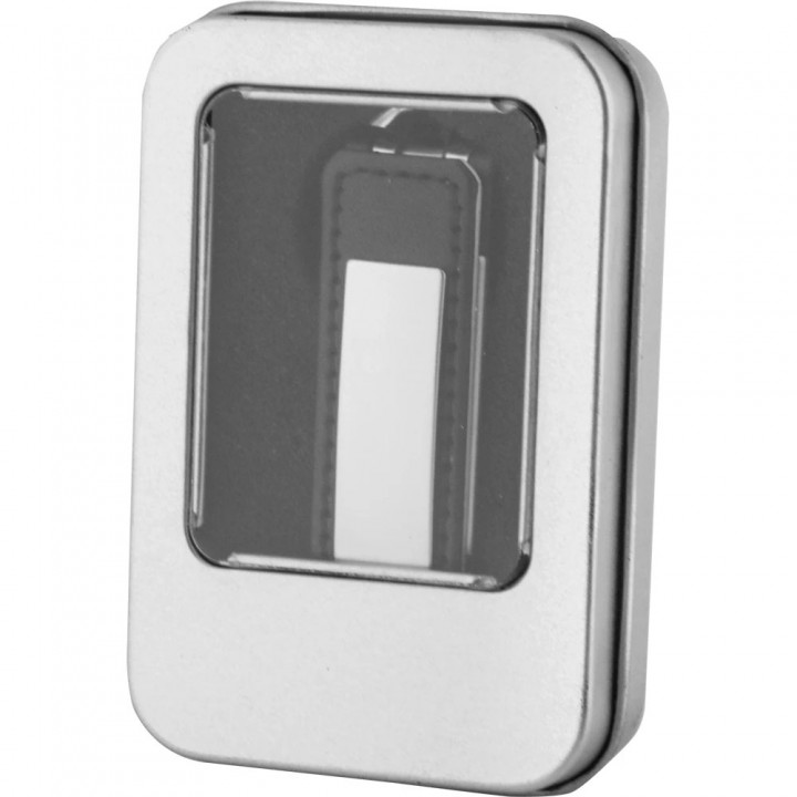 Deri detaylı metal gövdeli 32 GB lazer baskılı promosyon USB bellek